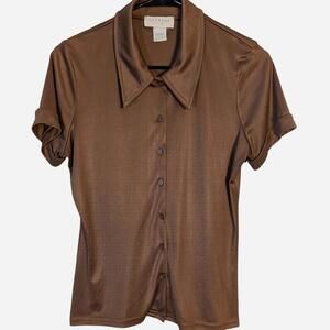 Vintage mid 90s Express Tricot Brown Button-Up Shirt – Size L